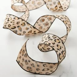 Wholesale 🥰 2.5" Faux Linen Wired Leopard Ribbon by Celebrate It™ 🧨 -Celebrate It Sales Shop 10659119 20