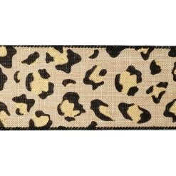 Wholesale 🛒 12 Pack: 2.5" Faux Linen Wired Leopard Ribbon by Celebrate It™ 🛒 -Celebrate It Sales Shop 10659119 3 1