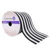 Outlet 😍 4" Faux Linen Wired Black & White Stripe Ribbon by Celebrate It™ ❤️