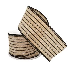 Buy 😍 12 Pack: 2.5" Faux Linen Wired Pinstripe Ribbon by Celebrate It™ 😍 -Celebrate It Sales Shop 10659130 2 1