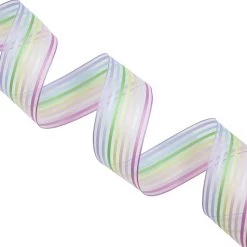 New 😍 1.5" Sheer Wired Pastel Rainbow Striped Ribbon by Celebrate It™ 360°™ ⌛ -Celebrate It Sales Shop 10659264 3