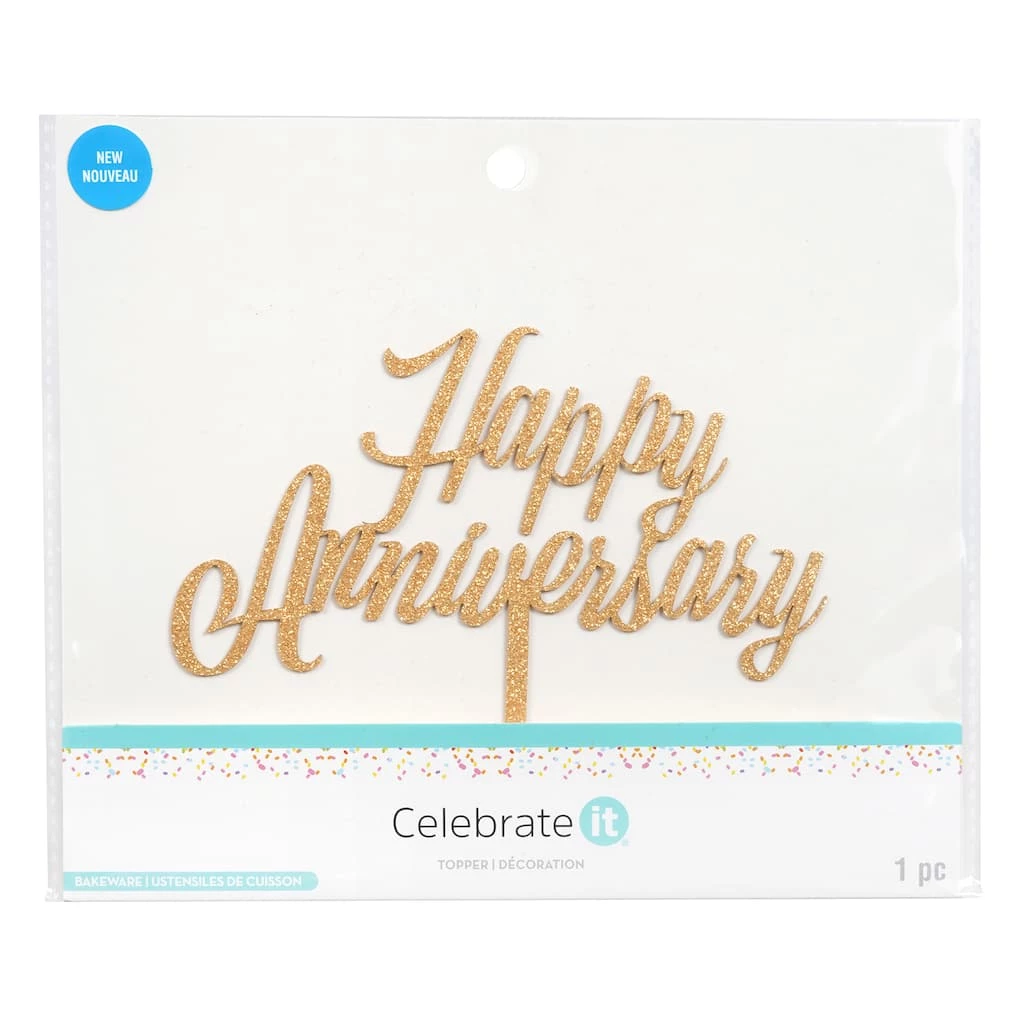 Coupon ✔️ Gold Glitter Happy Anniversary Cake Topper by Celebrate It™ 🛒 2 Coupon ✔️ Gold Glitter Happy Anniversary Cake Topper by Celebrate It™ 🛒 - Image 2