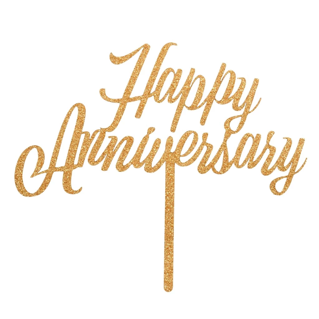 Coupon ✔️ Gold Glitter Happy Anniversary Cake Topper by Celebrate It™ 🛒 1 Coupon ✔️ Gold Glitter Happy Anniversary Cake Topper by Celebrate It™ 🛒