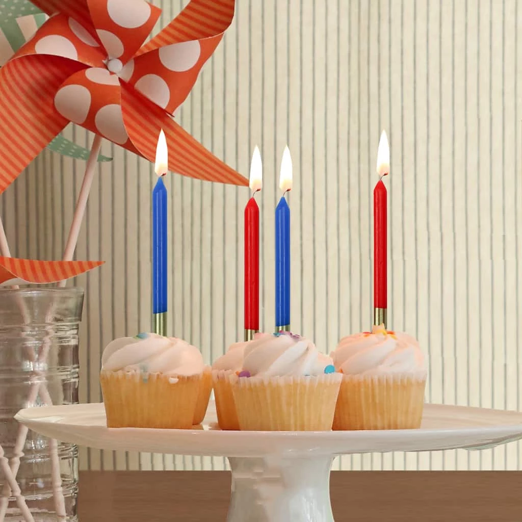Outlet 🥰 12 Packs: 12 ct. (144 total) Gold Dipped Blue & Red 🥳 Birthday Candles by Celebrate It™ 🔥 2 Outlet 🥰 12 Packs: 12 ct. (144 total) Gold Dipped Blue & Red 🥳 Birthday Candles by Celebrate It™ 🔥 - Image 2