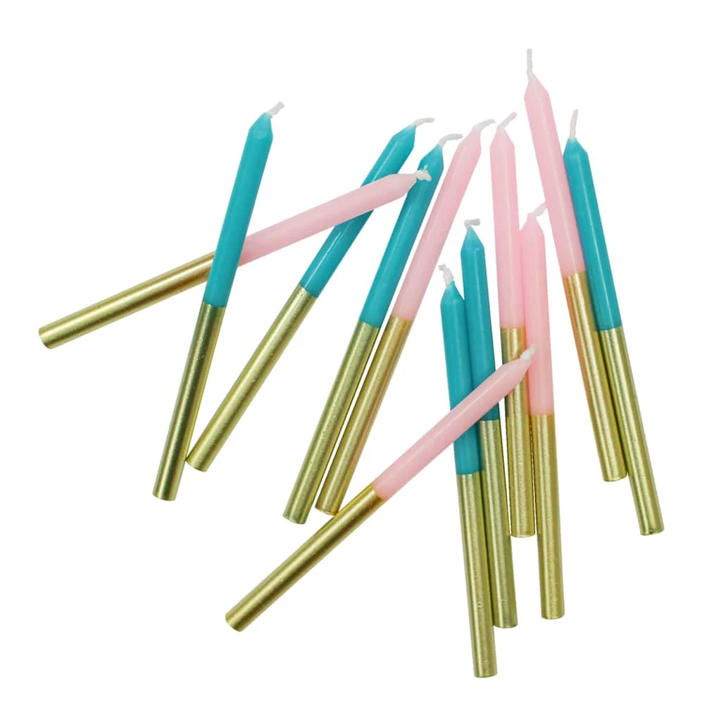 Cheap 🔔 12 Packs: 12 ct. (144 total) Gold Dipped Pink & Teal 🥳 Birthday Candles by Celebrate It™ 😍 1 Cheap 🔔 12 Packs: 12 ct. (144 total) Gold Dipped Pink & Teal 🥳 Birthday Candles by Celebrate It™ 😍