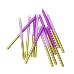 Brand new 😀 12 Packs: 12 ct. (144 total) Gold Dipped Purple 🎂 Birthday Candles by Celebrate It™ 🧨