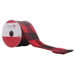Promo 🤩 3.5" Wired Buffalo Check Ribbon by Celebrate It™ 🎄 Christmas 😀