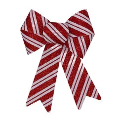 Best Sale 🌟 9" Red & White Glitter 🍬 Candy Cane Stripe Bow by Celebrate It™ 🎁 Christmas 🛒