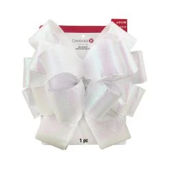 Cheap 🎉 20.5" Iridescent White Glitter Tree Topper Bow by Celebrate It™ 🔔 Christmas 🤩