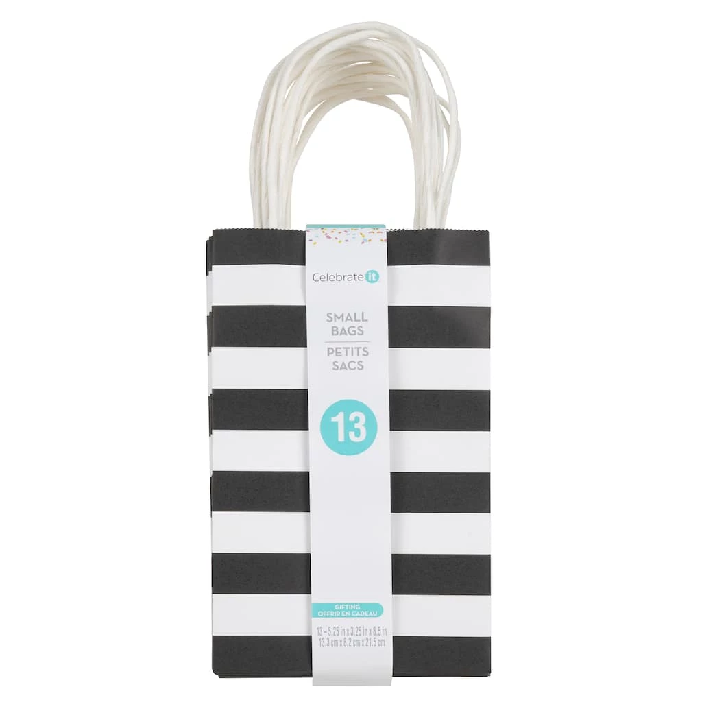 Cheapest 🛒 Small Black & White Striped Gift Bags by Celebrate It™, 13ct. ⭐ 1 Cheapest 🛒 Small Black & White Striped Gift Bags by Celebrate It™, 13ct. ⭐