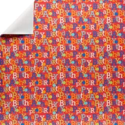 Promo 🔥 12 Pack: Red Happy 🎂 Birthday Gift Wrap by Celebrate It™ 🌟