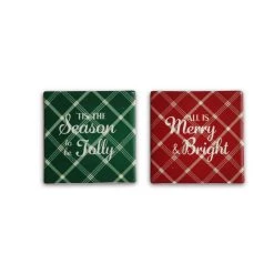 Coupon 🔔 Assorted 4" Plaid Ceramic Coaster by Celebrate It™ ❄ Christmas 💯
