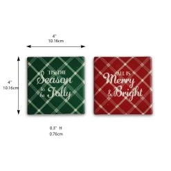 Coupon 🔔 Assorted 4" Plaid Ceramic Coaster by Celebrate It™ ❄ Christmas 💯 -Celebrate It Sales Shop 10676987 3