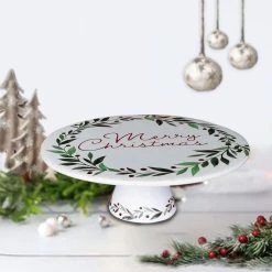 New ❤️ 10.5" Merry 🎄 Christmas Ceramic Cake Stand by Celebrate It™ 🎄 Christmas 🔔 -Celebrate It Sales Shop 10676999 2