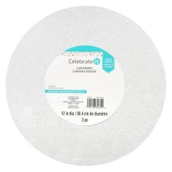 Outlet 🔔 12" Silver Glitter Cake Boards by Celebrate It®, 3ct. ⌛ -Celebrate It Sales Shop 10685249 1