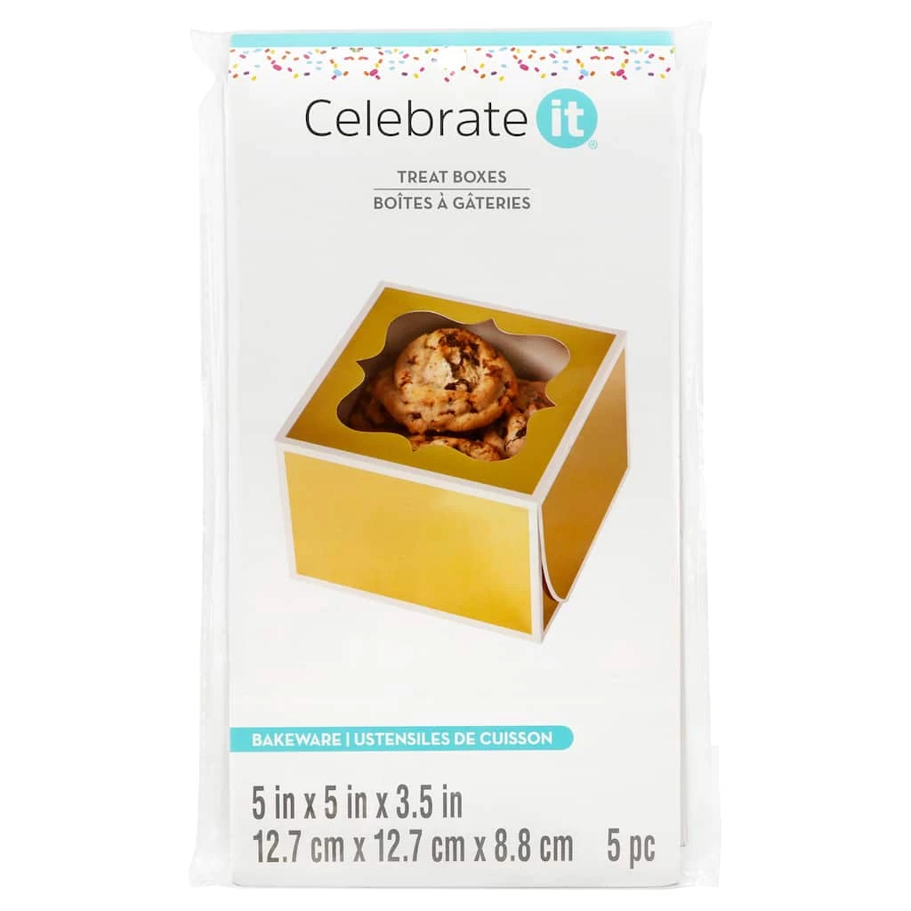 New 🎁 12 Packs: 5 ct. (60 total) 5" Gold Window Treat Boxes by Celebrate It® 🥰 1 New 🎁 12 Packs: 5 ct. (60 total) 5" Gold Window Treat Boxes by Celebrate It® 🥰