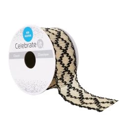 Brand new 👍 1.5'' x 3 yd. Natural and Black Knit Ribbon by Celebrate It® 🥰