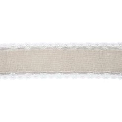 Buy ⭐ 2.5" x 3yd. Faux Linen & Lace Wired Ribbon by Celebrate It™ 😍 -Celebrate It Sales Shop 10689914 3
