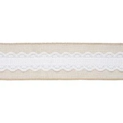 Cheap 🌟 2.5" x 2yd. Faux Linen & Lace Wired Ribbon by Celebrate It™ 🧨 -Celebrate It Sales Shop 10689917 3