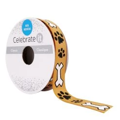 Cheap 🎁 5/8" x 7yd. Grosgrain Paw Print & 🐕 Dog Bone Ribbon by Celebrate It™ 😀