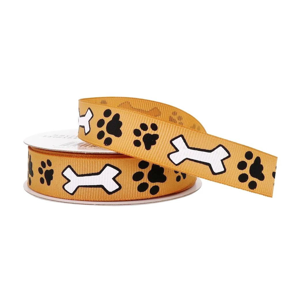 Best deal ⭐ 12 Pack: 5/8" x 7yd. Grosgrain Paw Print & 🐕 Dog Bone Ribbon by Celebrate It™ 🥰 2 Best deal ⭐ 12 Pack: 5/8" x 7yd. Grosgrain Paw Print & 🐕 Dog Bone Ribbon by Celebrate It™ 🥰 - Image 2