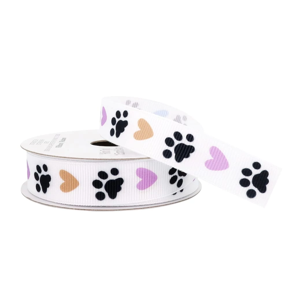 Promo 🎁 12 Pack: 5/8" x 7yd. Grosgrain Paw Print Ribbon by Celebrate It™ 👍 2 Promo 🎁 12 Pack: 5/8" x 7yd. Grosgrain Paw Print Ribbon by Celebrate It™ 👍 - Image 2