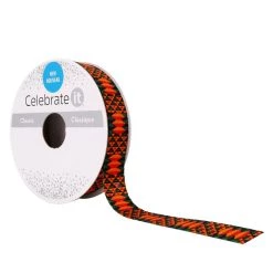 Outlet ⭐ 12 Pack: 5/8" x 7yd. Faux Linen Geometric Ribbon by Celebrate It™ 😉