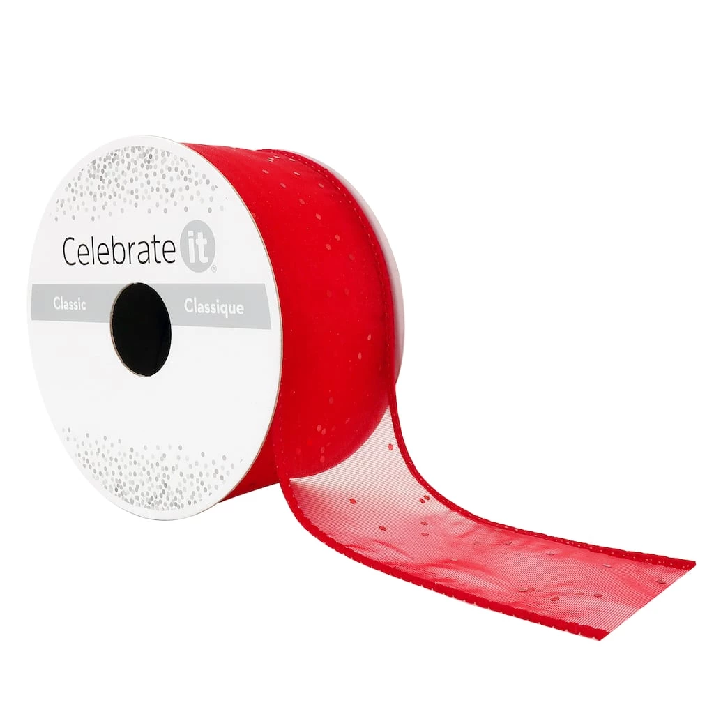 Cheapest ๐ 1.5" x 3yd. Sheer Wired Glitter Ribbon by Celebrate It® ๐ 1 Cheapest ๐ 1.5" x 3yd. Sheer Wired Glitter Ribbon by Celebrate It® ๐