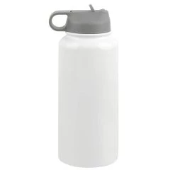 Budget ⌛ 32oz. White Stainless Steel Water Bottle by Celebrate It™ 👍