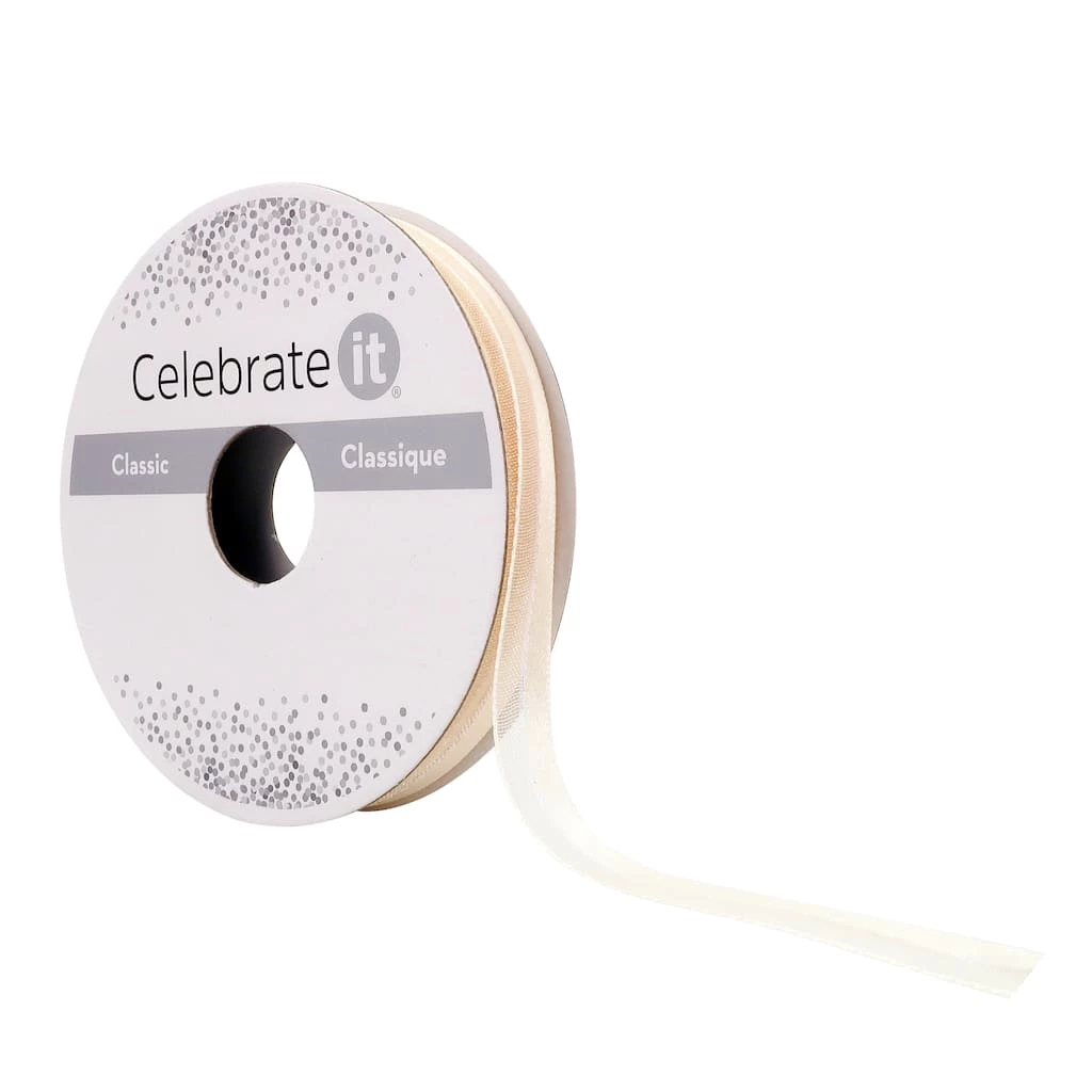 New 🧨 3/8'' x 5yd. Sheer Satin Ribbon by Celebrate It™ 🎉 1 New 🧨 3/8'' x 5yd. Sheer Satin Ribbon by Celebrate It™ 🎉
