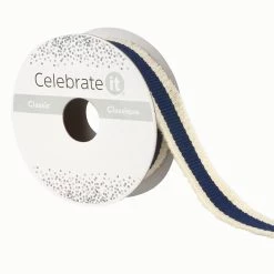 Flash Sale 👏 7/8'' x 5 yd. Navy and White Fringe Ribbon by Celebrate It® 🤩