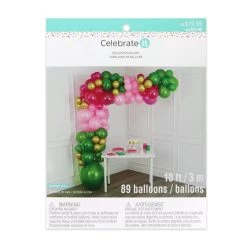 New 🎉 10ft. Pink, Green & Gold Balloon Garland Kit by Celebrate It™ 🌞 Summer ✔️