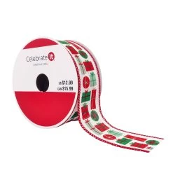 Top 10 🔥 1.5" x 30ft. Faux Linen Wired Gift Box Ribbon by Celebrate It® 🎁 Christmas 🧨
