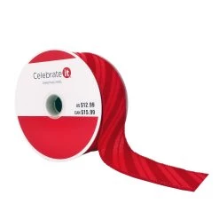 Hot Sale 🔔 1.5" x 25ft. Taffeta Wired Diagonal Striped Ribbon by Celebrate It® 🎄 Christmas 😉