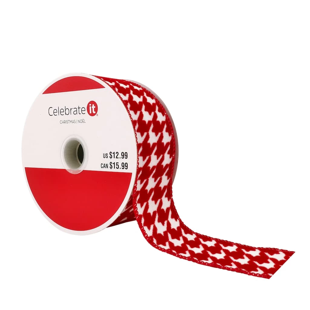 Coupon ✔️ 1.5" x 25ft. Taffeta Wired Houndstooth Ribbon by Celebrate It® 🎄 Christmas 🔥 1 Coupon ✔️ 1.5" x 25ft. Taffeta Wired Houndstooth Ribbon by Celebrate It® 🎄 Christmas 🔥