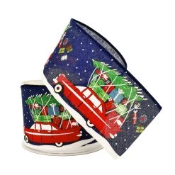 Discount 🔔 2.5" x 20ft. Faux Linen Wired Holiday Car Ribbon by Celebrate It® ❄ Christmas 💯 -Celebrate It Sales Shop 10695994 2