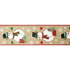 Hot Sale 🌟 2.5" x 20ft. Faux Linen Wired Snowman Ribbon by Celebrate It® 🔔 Christmas 🤩 -Celebrate It Sales Shop 10696001 3