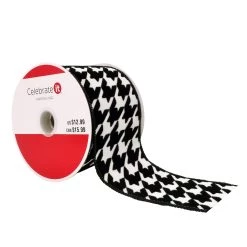 Outlet 😉 2.5" x 20ft. Taffeta Wired Houndstooth Ribbon by Celebrate It® 🎄 Christmas 🔥
