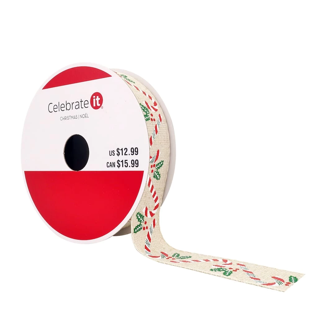 Best deal ⭐ 7/8" x 24ft. Faux Linen 🍬 Candy Cane Ribbon by Celebrate It® 🎅 Christmas ✨ 1 Best deal ⭐ 7/8" x 24ft. Faux Linen 🍬 Candy Cane Ribbon by Celebrate It® 🎅 Christmas ✨