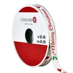 Best Sale 🌟 3/8" x 12ft. Merry ❄ Christmas Ribbon by Celebrate It® ❄ Christmas ❤️