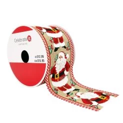 Best reviews of ❤️ 2.5" x 20ft. Faux Linen Wired Santa Ribbon by Celebrate It® 🔔 Christmas 👏