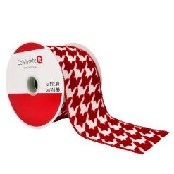 Deals ⌛ 2.5" x 20ft. Taffeta Wired Houndstooth Ribbon by Celebrate It® 🎁 Christmas 👏