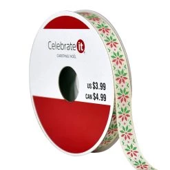 Cheapest 😍 3/8" x 12ft. Poinsettia Ribbon by Celebrate It® ❄ Christmas ✨