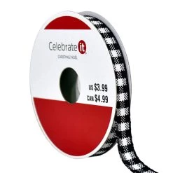 Best Sale 🔔 3/8" x 4yd. Checkered Ribbon by Celebrate It® 🎁 Christmas 🥰
