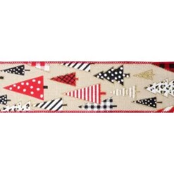 Budget 🧨 2.5" x 20ft. Faux Linen Wired 🎁 Christmas Trees Ribbon by Celebrate It® 🎁 Christmas 😉 -Celebrate It Sales Shop 10696070 3