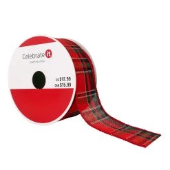 Cheap 🔔 1.5" x 10yd. Wired Plaid Ribbon by Celebrate It® 🎅 Christmas 💯