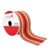 Cheap 🎉 2.5" x 20ft. Wired Faux Linen Striped Ribbon by Celebrate It® 🎅 Christmas ⭐