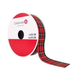 Cheap 👍 7/8" x 24ft. Plaid Ribbon by Celebrate It® 🎄 Christmas 🌟