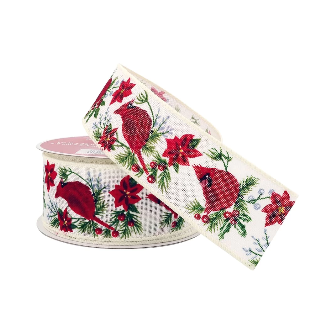 Budget 🥰 1.5" x 10yd. Faux Linen Wired Cardinal Ribbon by Celebrate It® 🎅 Christmas ❤️ 2 Budget 🥰 1.5" x 10yd. Faux Linen Wired Cardinal Ribbon by Celebrate It® 🎅 Christmas ❤️ - Image 2