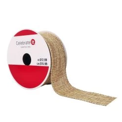 Cheapest 🎁 1.5" x 30ft. Faux Linen Metallic Wired Ribbon by Celebrate It™ ❄ Christmas 🎁